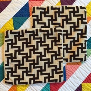Vintage Y2K Wool Pillow‎ Cover Set in Cream and Brown